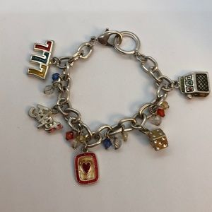 AJMC Lucky/casino charm silver tone bracelet
